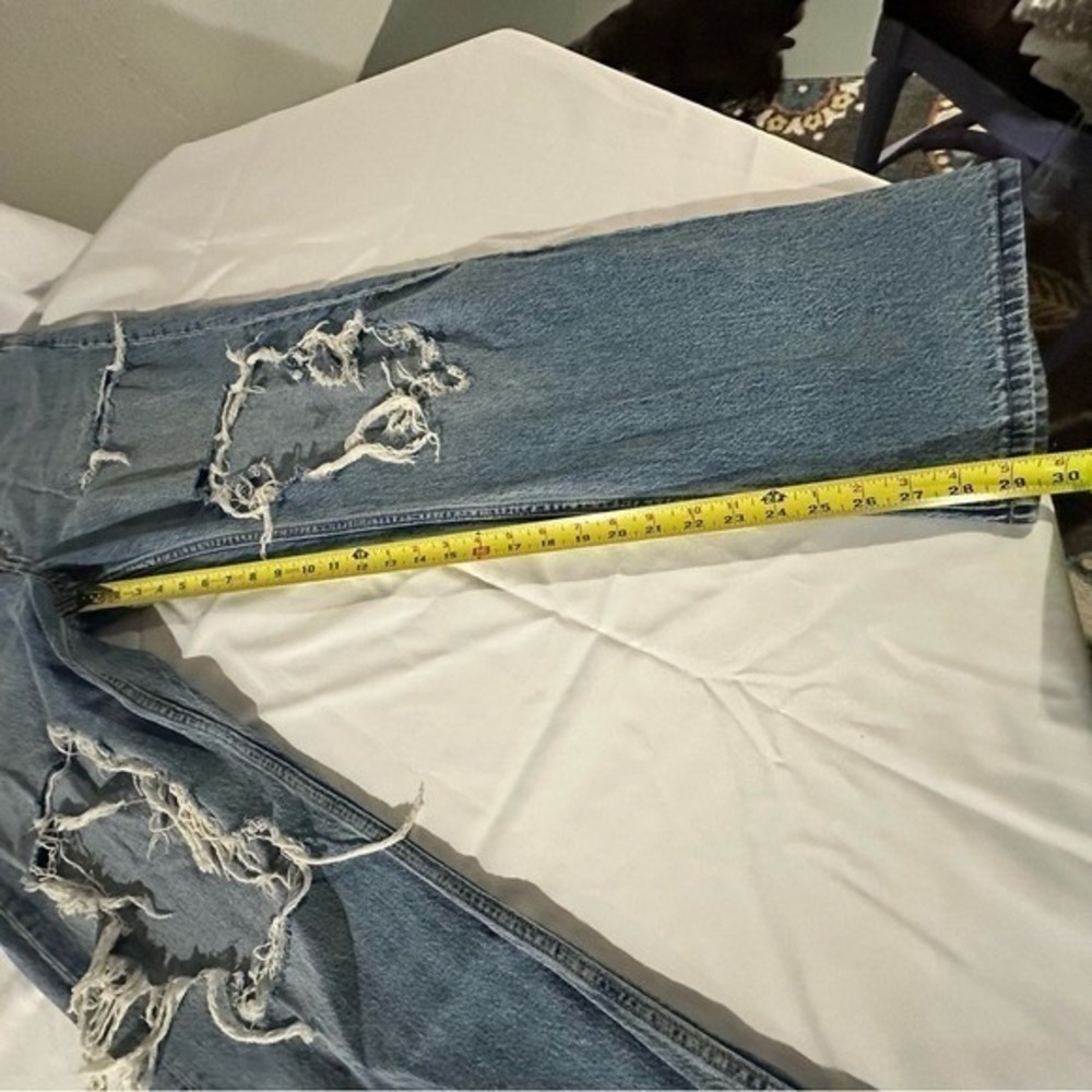 Aeropostale High Rise Baggy Distressed Jeans Blue 14 Reg 100% Cotton - Picture 3 of 14